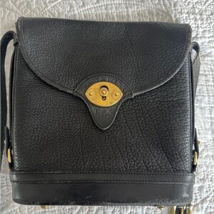 Dooney & Bourke vintage Black Leather Crossbody Bag with Gold Accents!